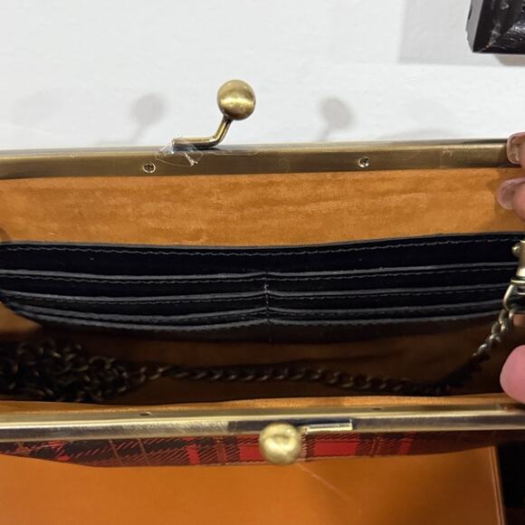 Patricia Nash Potenaz Leather Frame Crossbody Bag-Red tartan - Picture 4 of 4